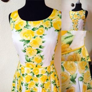 100% cotton Yellow Rose day dress LOFT